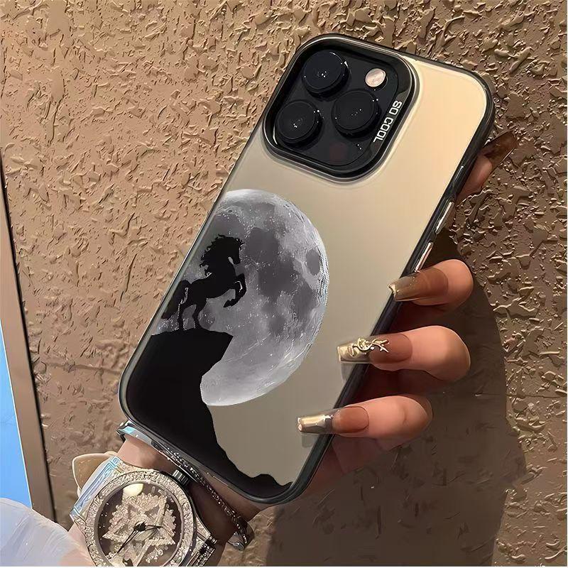

Moonlit Black Silver Shell Case for Apple 17/16/15 Pro and 14 Pro Max/13/12/11/X Phones 14 Pro
