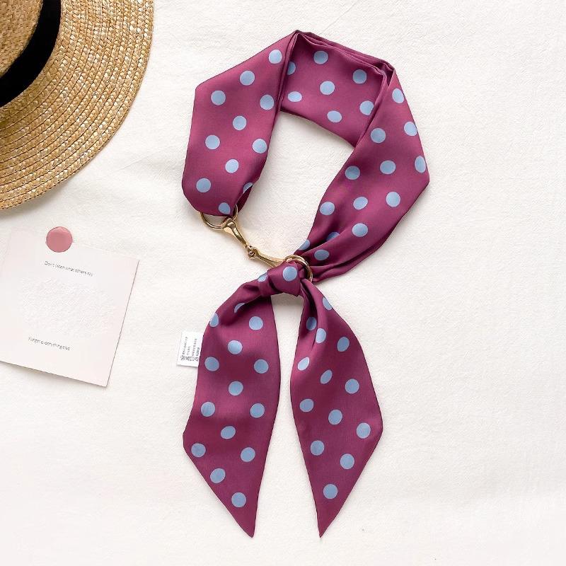 Women Narrow Long Scarf 190X4.5Cm Polka Dot Tie Bag Ribbon Headband Choker Streamer Lady Accessories