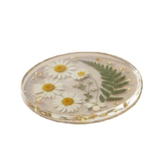 4Pcs Acrylic Dried Flower Coaster Heat-Resistant Waterproof Cup Mat Transparent Non-Slip