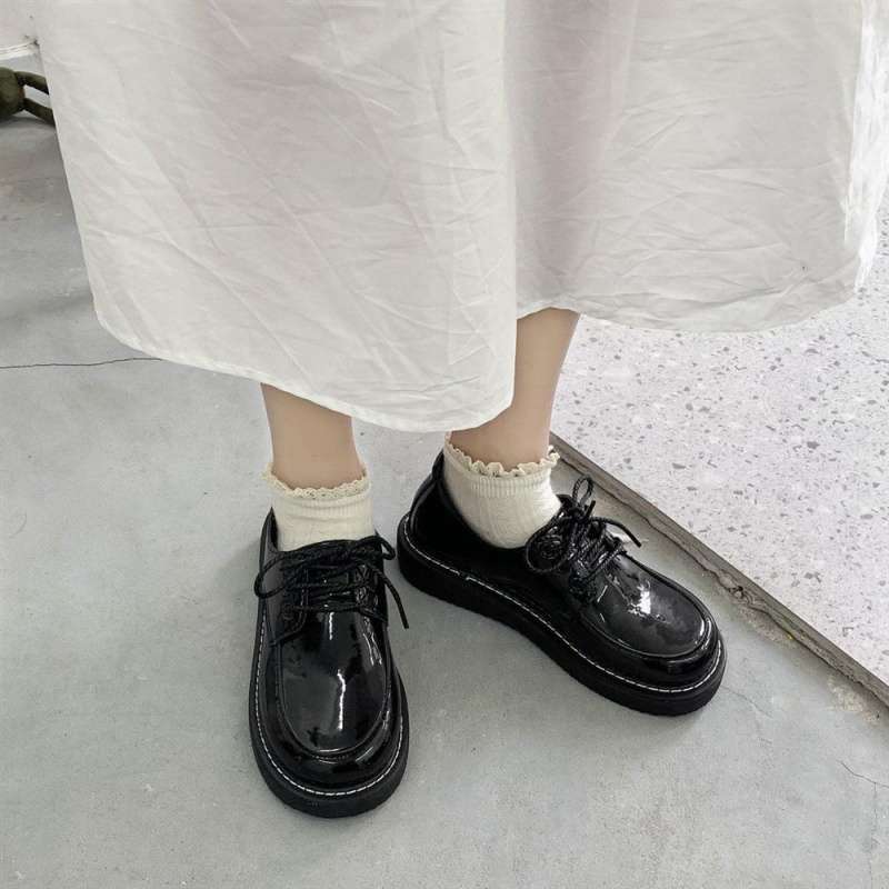 Jk Small Leather Shoes Women's Spring and Autumn New British Style Retro Single Shoes Flat Bottom Round Head Lace-up Korean Version Versatile Student