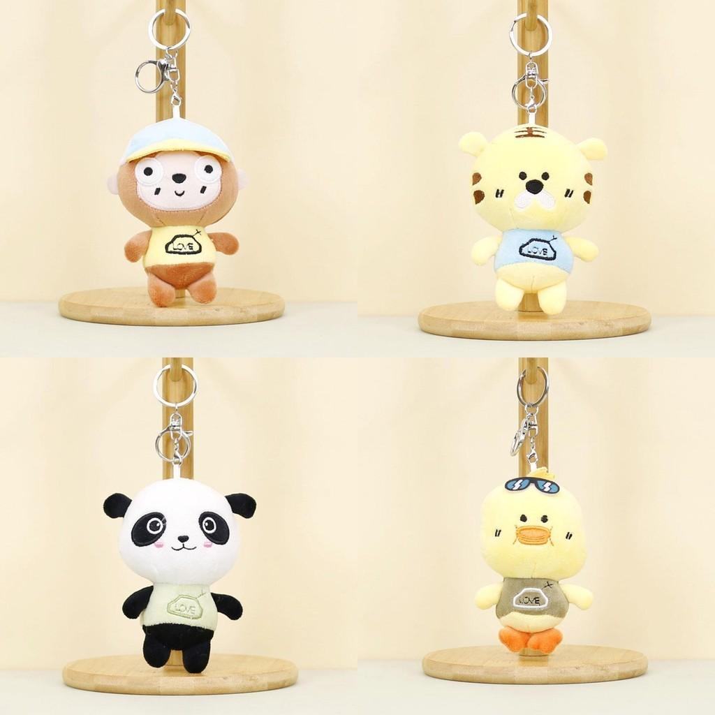 Adorable Plush Keychains Featuring Panda Tiger Monkey And Bunny For Cute Animal Lovers