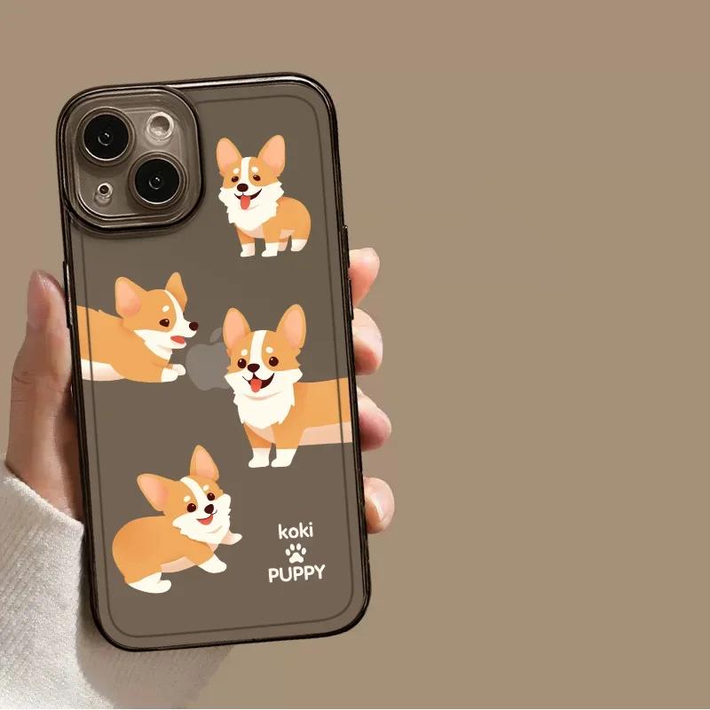 Cartoon Dachshund Corgi Dog Clear Phone Case For iPhone 15 14 13 11 12 16 Pro XS Max 13Mini XR X SE Plus Transparent Cover Funda