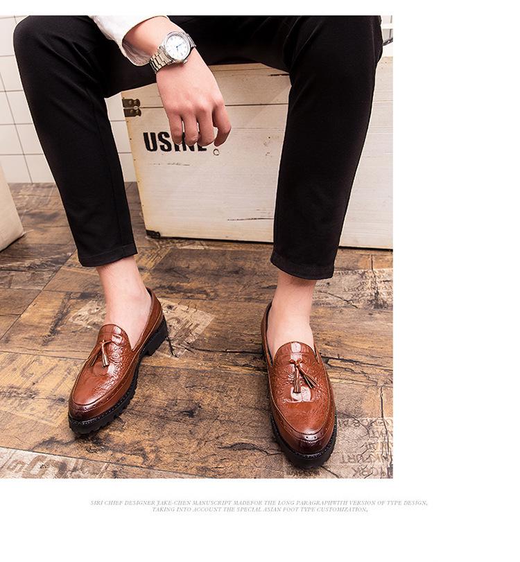 Scarpe Casual da Uomo a Calzino in Pelle con Nappe Four Seasons - Stile Britannico Trendy per Sposi e Matrimoni
