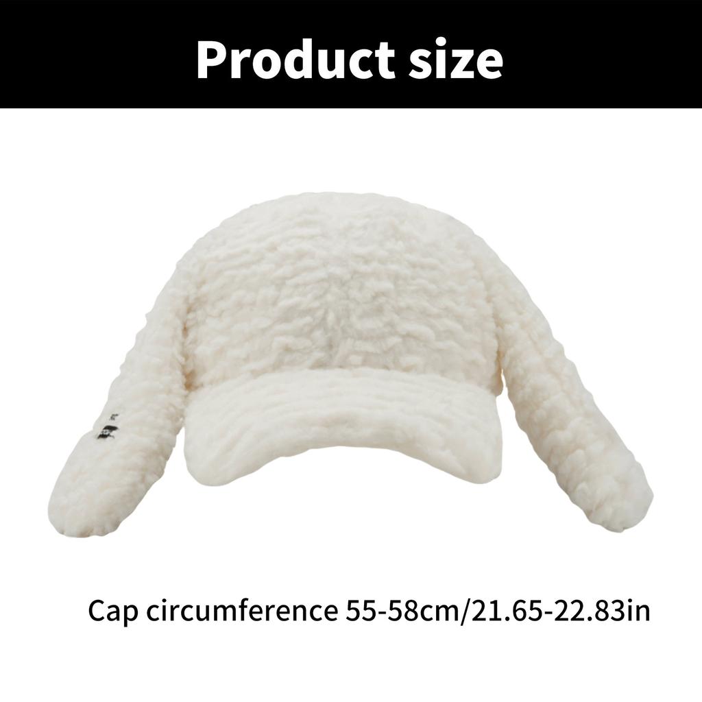 Winter Warm Cap Plush Hat with Rabbit Ears Soft Breathable Furry Baseball Hat Women Headdress Outdoor Activity Headgear