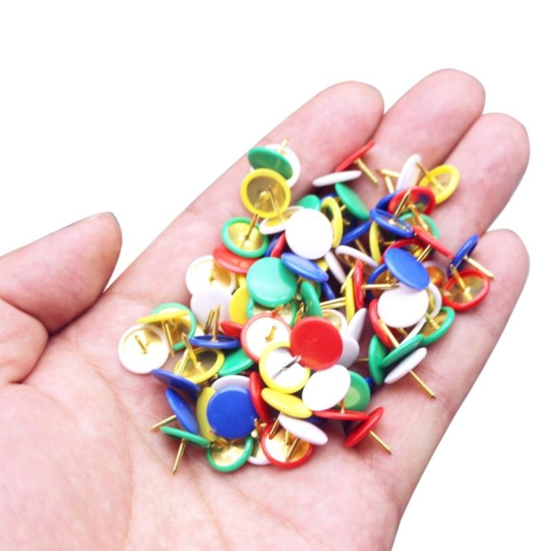 100Pcs Colors Push Pins Colorful Decorative Thumb Tacks Roundness Head Push Pins