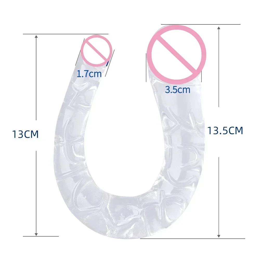 U Shape Double Head Dildo Soft Crystal Silicone Anal Plug Vagina Anus Massager Analplug Lesbian Gay Penis Sex Toys for Women Men