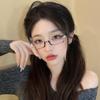 Anime Lower Half Frame Glasses Women Anime Decorative Glasses Ins Trend Metal Rectangular Eyeglasses Decoration