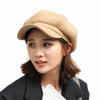 Solid Color British Berets Ear Protection Artist Hat Elegant Woolen Octagonal Hat  Girl