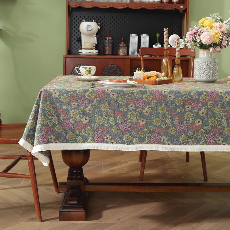 

Daisies Flower Printed Tassel Tablecloth Table Runner Kitchen Table Decor Washable Dining Tablecloth Holiday Party Wedding Decor 60X60cm