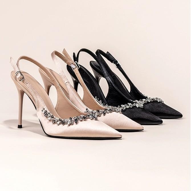 2025 Heißer Verkauf Neue Frühling- und Sommer-High Heel Damen Sandalen Mode Spitzschuh Kristallschuhe Damen Elegant Tanzparty Pumps