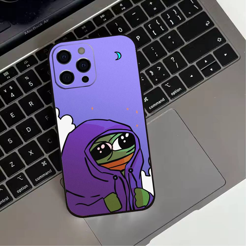 Funny P-Pepe Frog Sad  Phone Case For iPhone 17,16,15,14,13,12,11 Plus,Pro Max,XS,Soft Silicone Black Cover