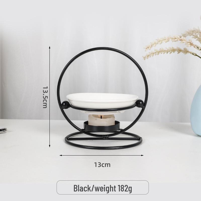 Lampă de aromaterapie transfrontalieră din fier și ceramică: Arzător de uleiuri esențiale și suport de tămâie pentru sfeșnic de birou.