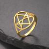 Dawapara Unicursal Hexagram Symbol Stainless Steel Ring for Men Women Thelema Sacred Geometry Spiritual Jewelry