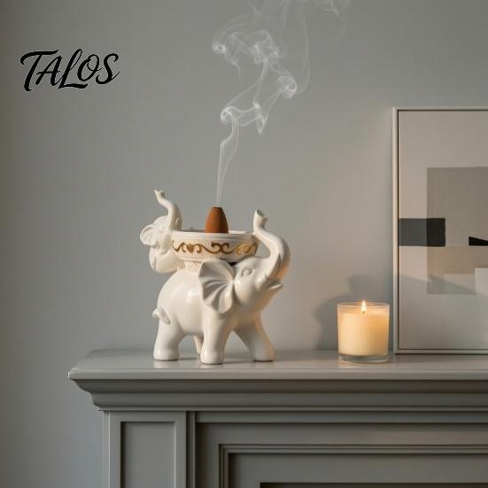 Exquisite Handcrafted Gift for Men Women Elephant Incense Burner, Resin Backflow Holder, Waterfall Halloween Party Table Centerpiece Burner