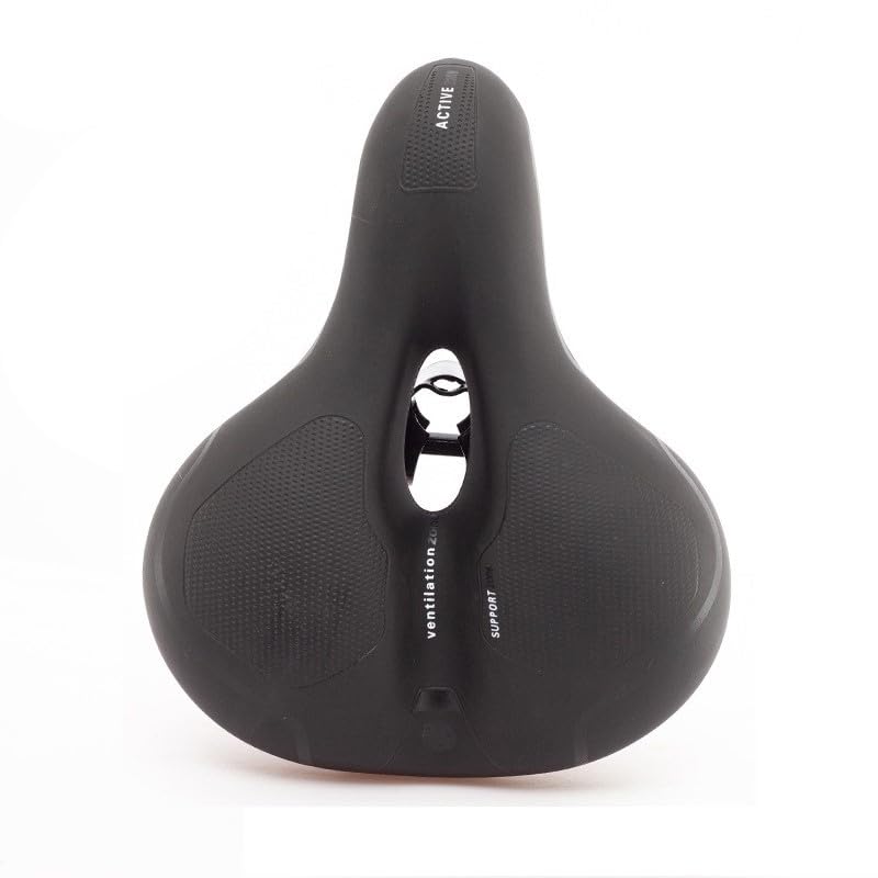 

Велосипедне сідло з амортизацією та двома сферичними 26 см x 20 см x приблизно 670 г. Високоеластичне протиковзке покриття, підвіски, водонепроникне, 10 см. чорний