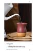 Vintage Coarse Pottery Ceramic Espresso Cup with Wooden Base, Personal Water & Tea Mug for Office
