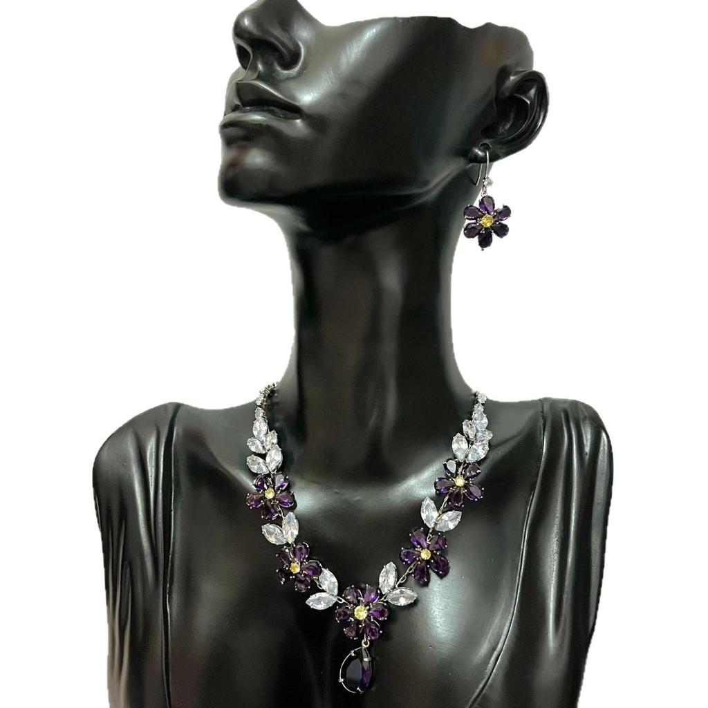 Flower & Butterfly Zirconia Earrings Set for Women - Sweet & Fresh Design with Silver Needle Drops