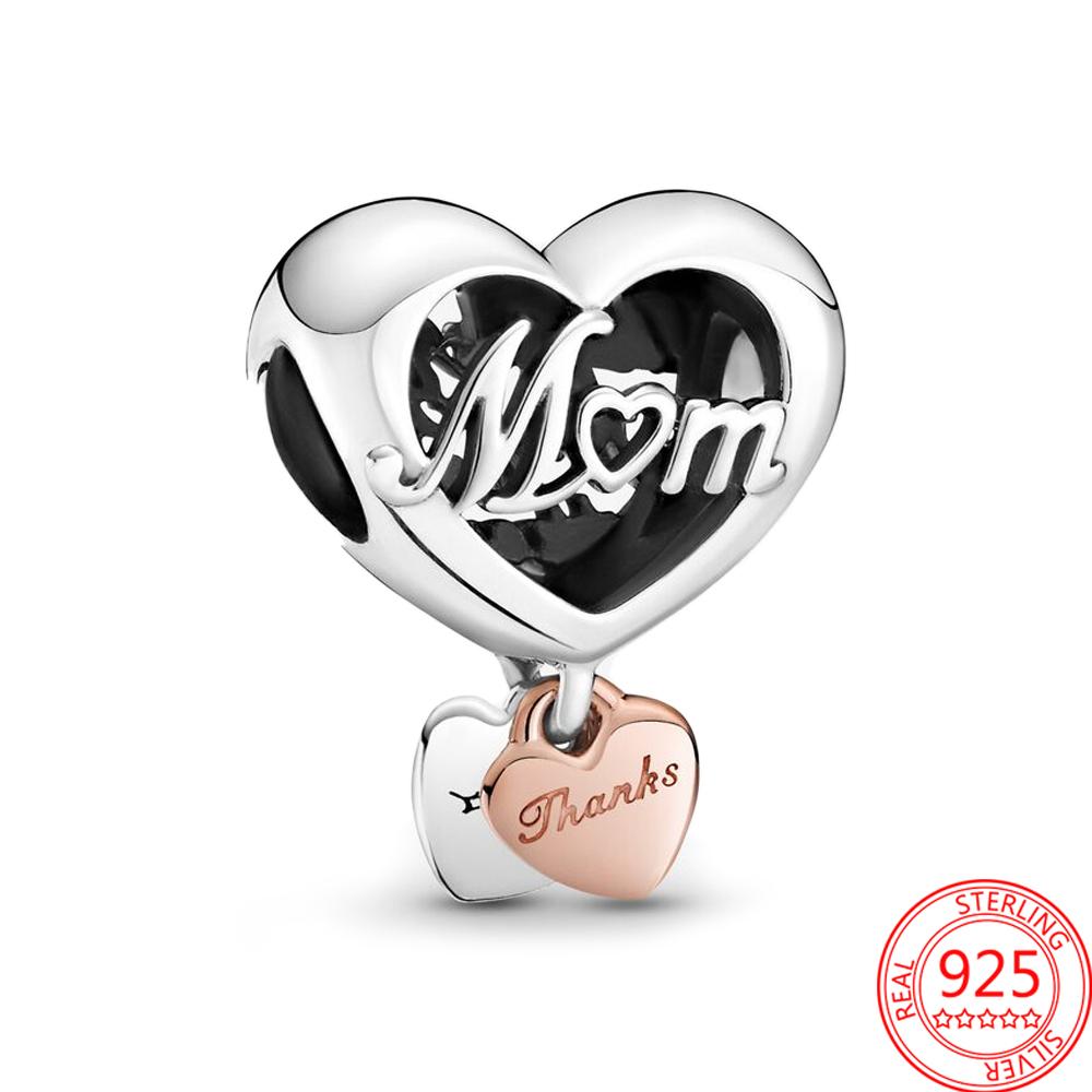 Classic 925 Silver Rose Gold Heart&Ball&Lucky Bead Charm Fit Bracelet DIY Jewelry