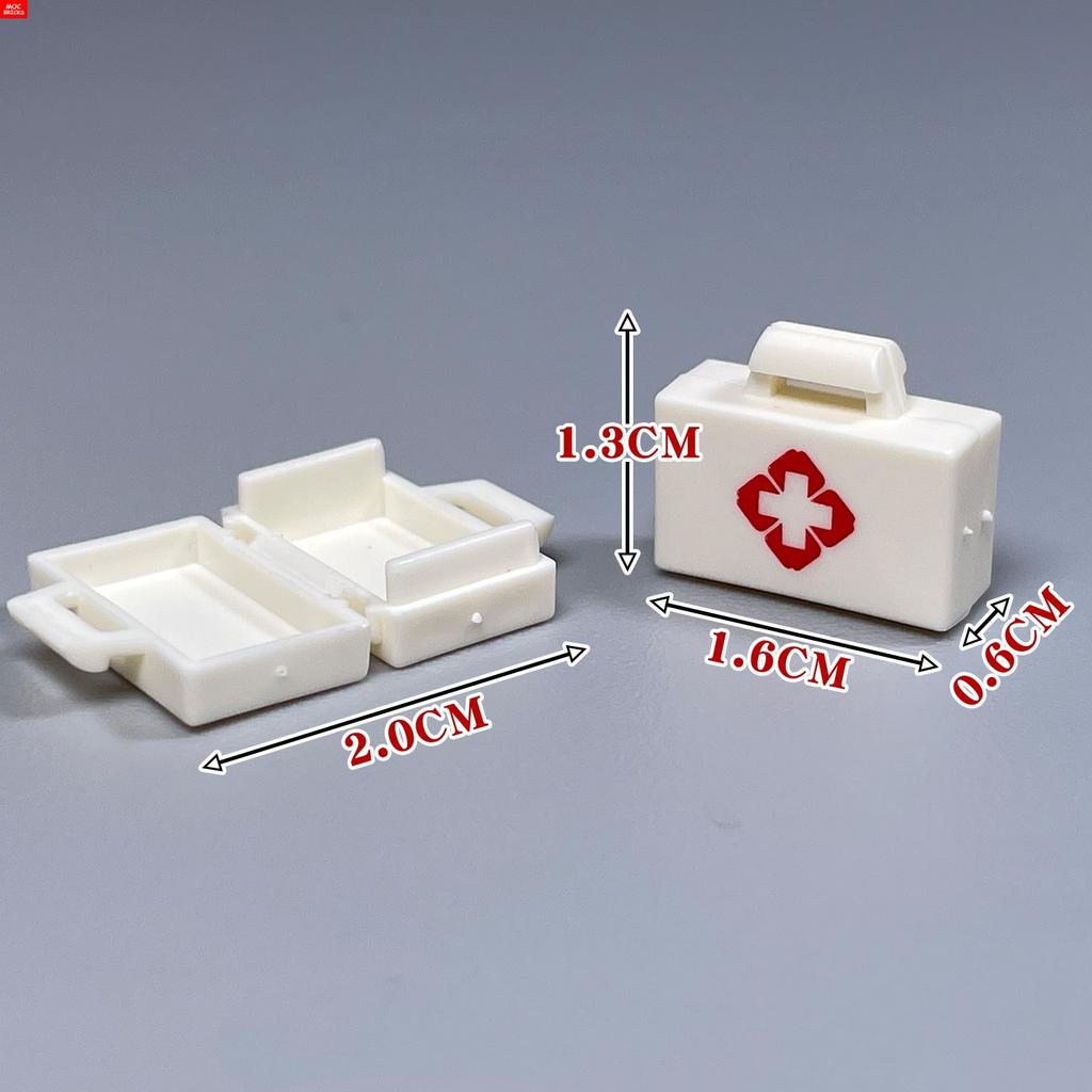 Non-Toxic Moc Bricks Medical First Aid Kit Box Bag Container Print Cross Hurt Accessories Diy Educational Building Blocks Toys Gifts