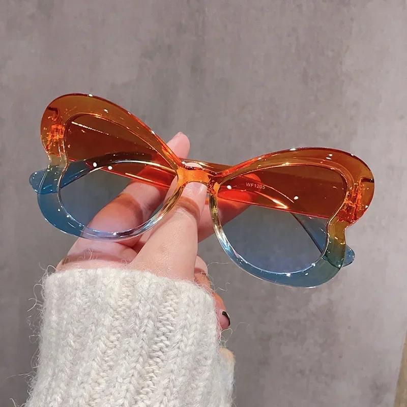Trendy Party Large Frame Women Sunglasses Dopamine Butterfly Colorful Sunglasses Hip-hop Uv400 Sunscreen Full Frame Sunglasses