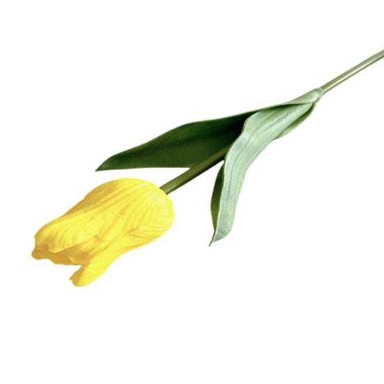 Artificial Tulip Flower Real Touch PU Faux Tulip Flower Stem with Leaves for Wedding Floral Arrangement Spring Home Office Table Decor
