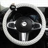 Cute Cartoon Cloth Car Steering Wheel Cover  Women Car Steering Wheel  Protector Universal 15 Inch  Breathable and Comfortable