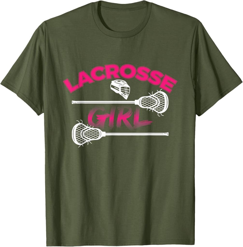 T-shirt Graphique Fille Lacrosse Respirant Manches Courtes Décontracté pour Femmes
