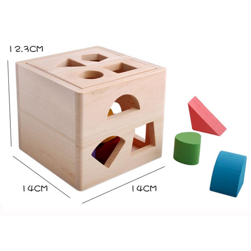 Wooden Educational Toys, Children's Toys 13-hole Intelligence Box Shape Matching Building Block Infant Teaching Aids