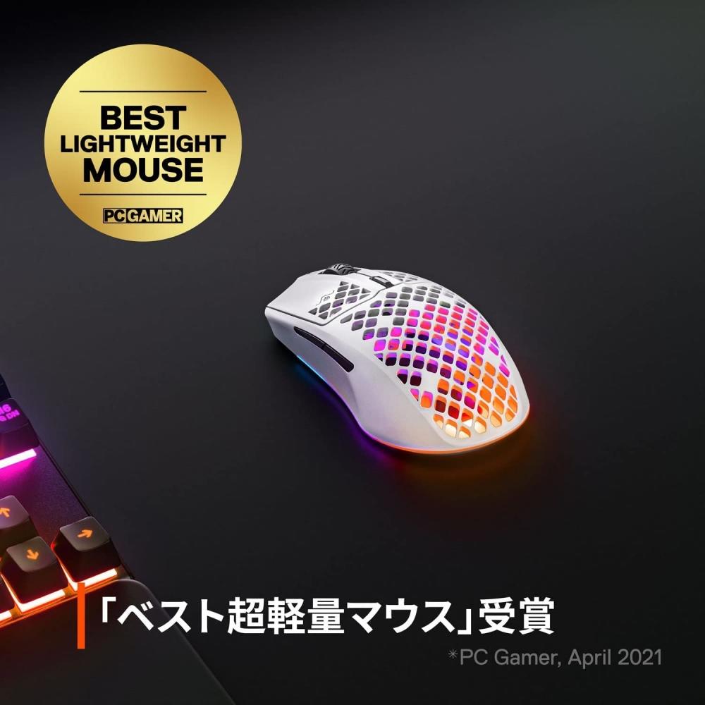 SteelSeries Herní myš Wireless Aerox 3 Snow Wireless Ultra lehký TRUEMOVE AIR Sensor Quantum Wireless 2.0 Technology IP54 Standardní voděodolný Dustp