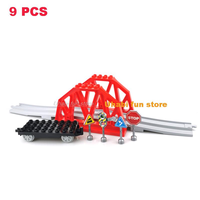 Non-Toxic Rail Transport Big Size Building Blocks Creative Track Accessories Assemble Toys For Children Bricks Compatible City Train Set