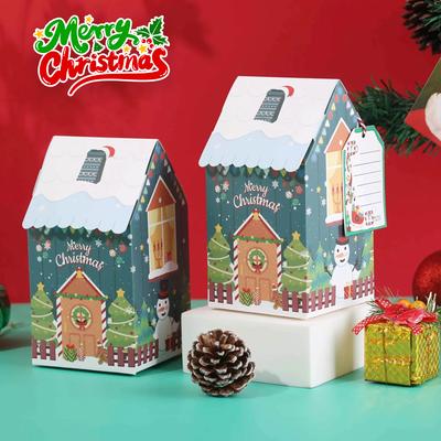 Weihnachts-Leckerli-Boxen Süßigkeiten Lebkuchenhaus Mini-Weihnachtsparty-Gastgeschenk-Box Geschenkbehälter für Weihnachtsfeier Keks-Geschenkverpackung