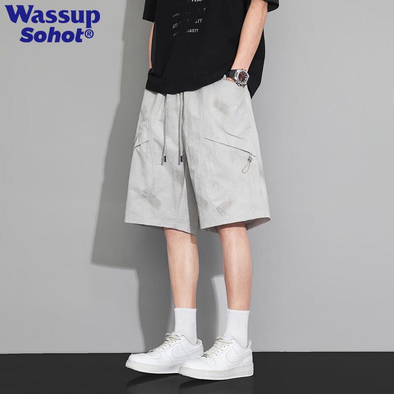 Wassup Sohot Men s Tie-Dye Patchwork Rivet Shorts 3XL