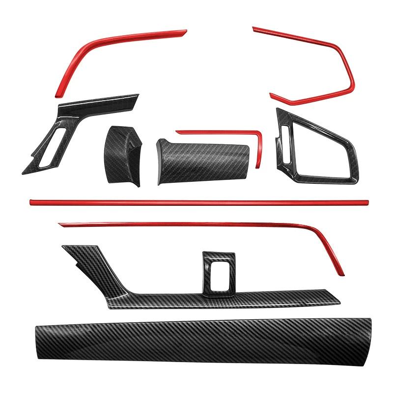 

11Pcs Carbon Fiber Car Console Center Dashboard Cover Trim Stickers for Honda Civic Sedan 2016-2020 Decorative Adhesive Decals 11PCS-carbon red