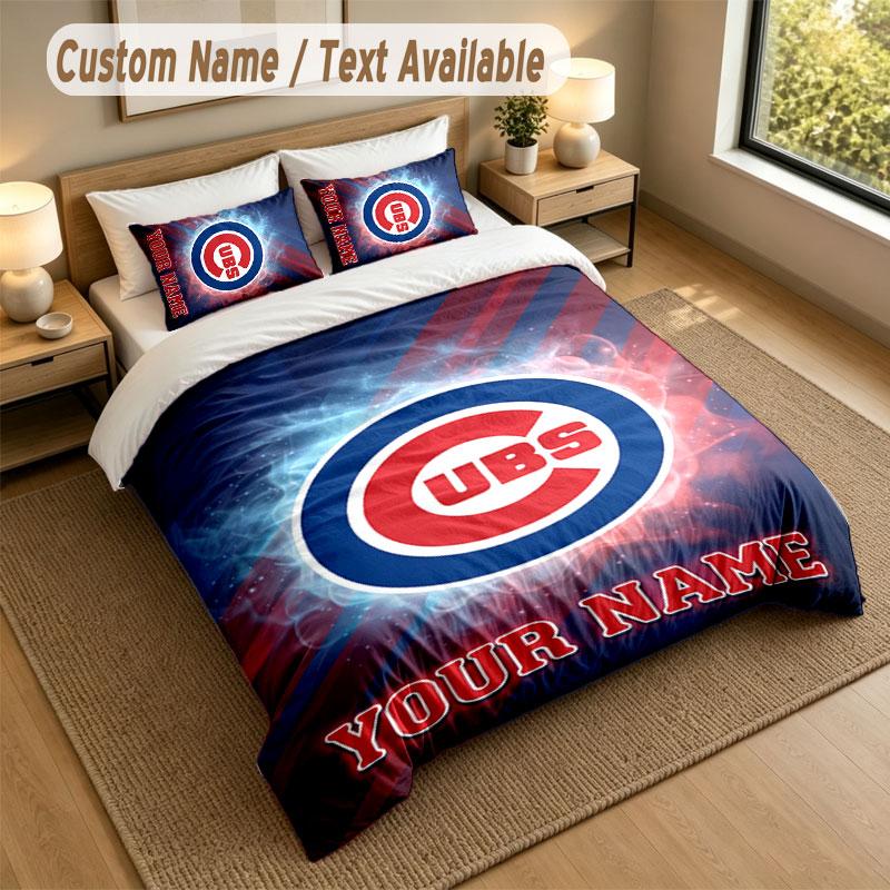 Bedding Set 1 Duvet Cover 2 Pillowcases Chicago Cubs Print Soft Bed Linen Bedroom Decor