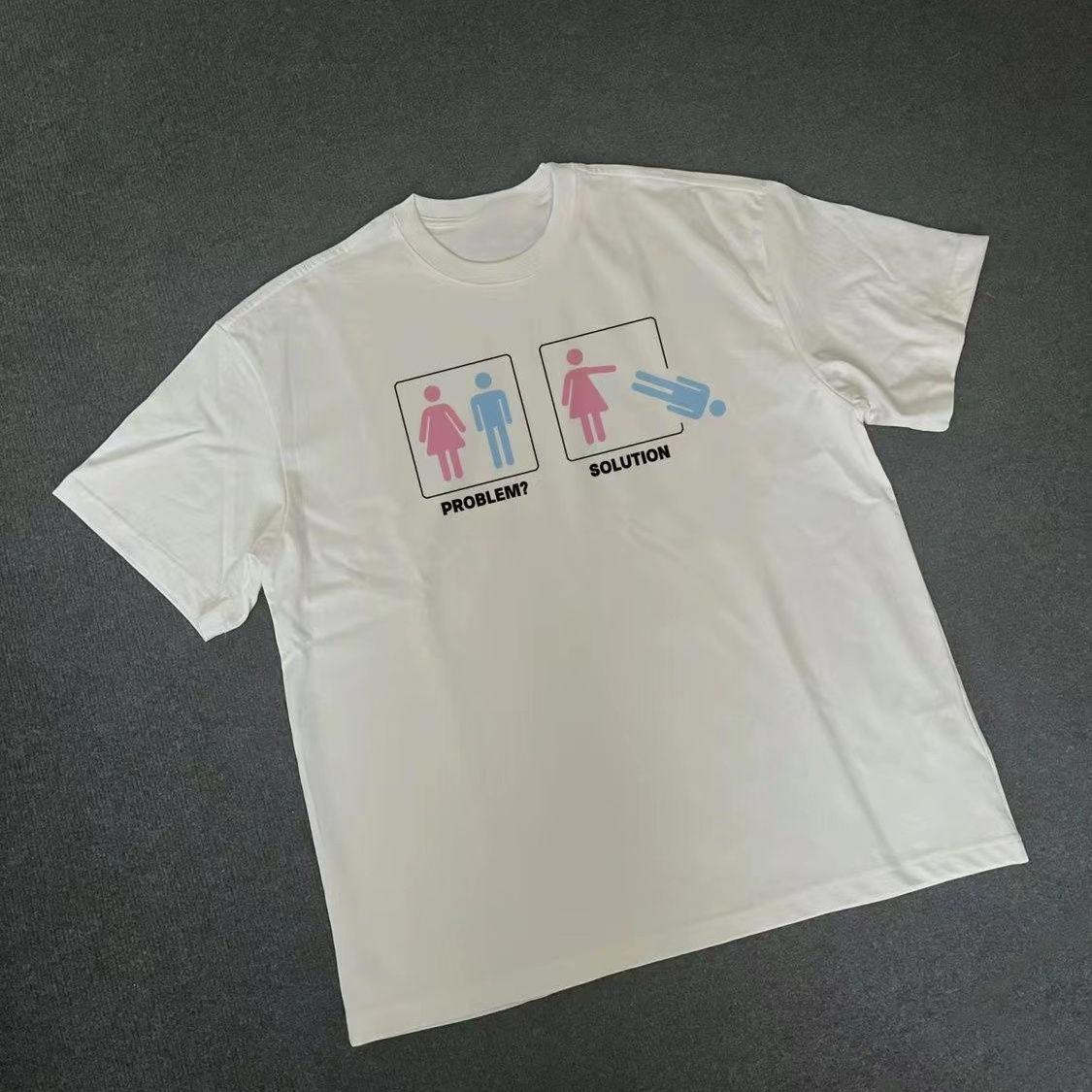 

American-style Fun Parody Slogan Letter Short-sleeved T-shirt, Summer Pure Cotton Casual Loose Couple T-shirt for Men and Women 4XL