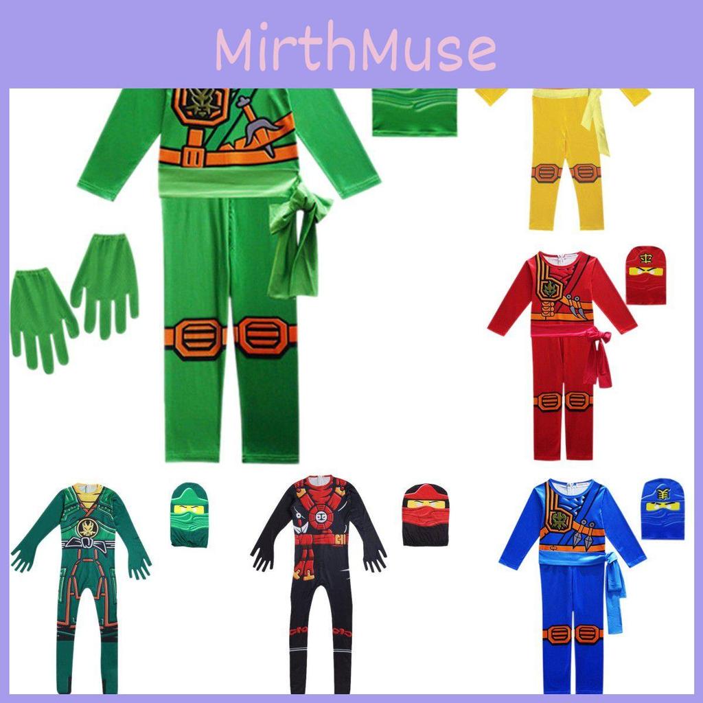 Cool Ninjago Inspired Kids Cosplay Party Clothes Set With Glove Hat And Jumpsuit