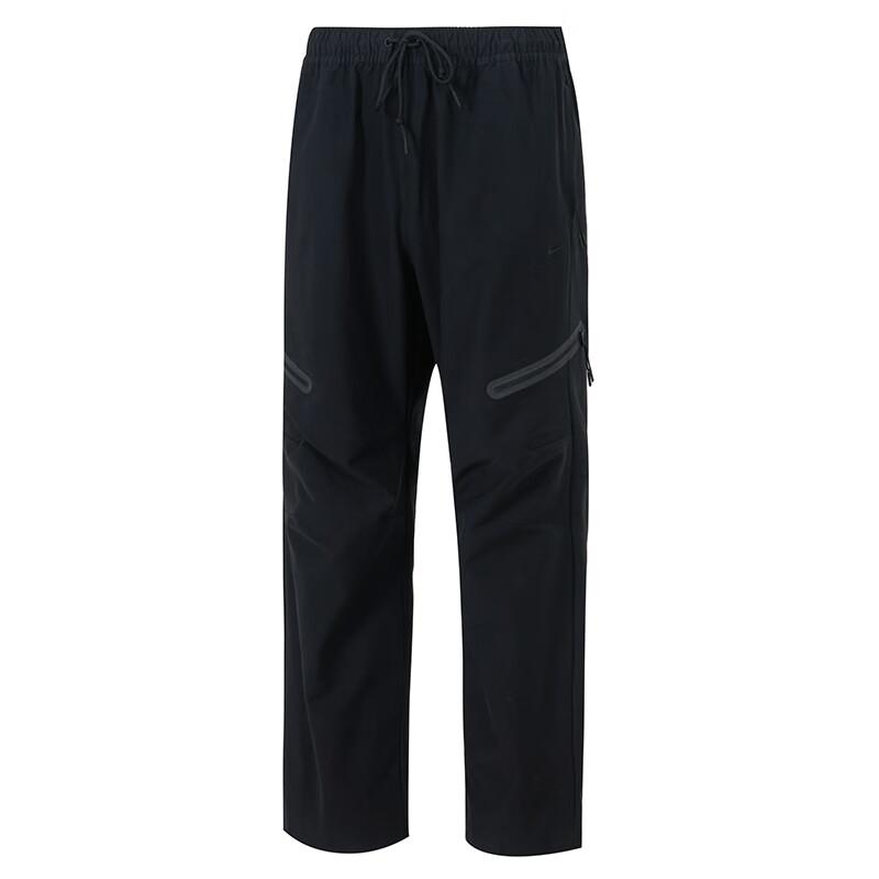 Nike Dri-Fit Standard Fit Straight Leg Drawstring Waist Zip Pocket Quick Dry Woven Training Track Pants Men Black White HV0958-010 L