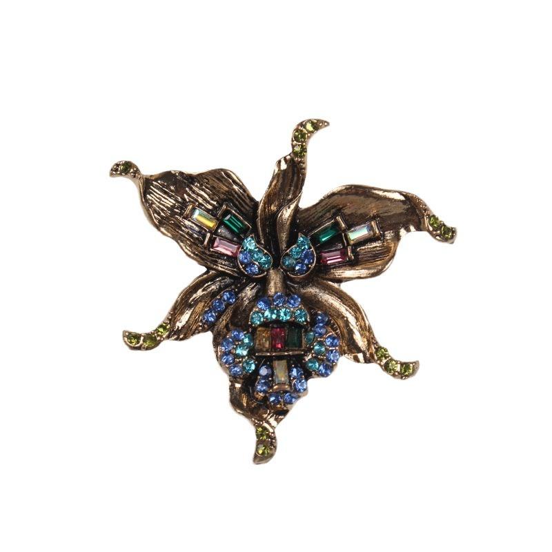 Medieval Orchid Corsage Retro Brooch Pin Heavy Industry Brooch Elegant French Niche Accessories