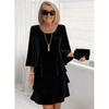 Casual Ruffles Midi Dress Women Summer Fashion Solid Color O-neck Dresses Elegant