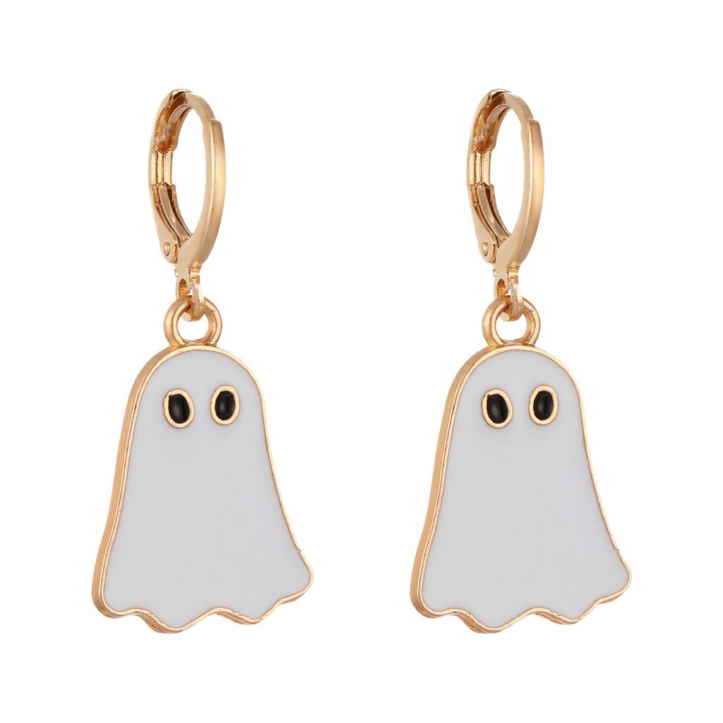 Adorable And Whimsical Ghost Earrings In Gold Ideal For Halloween Celebrations