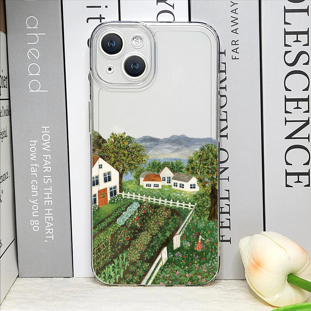 Painting House Mountain Landscape Phone Case for IPhone 17 16 15 14 11 12 13 Pro Max 7 8 Plus 12 13 Mini X XS Max XR Soft Cover
