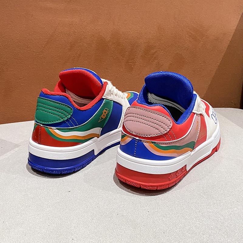 Spring Fashion Women's Sports Shoes Lace-up Color Block Women's Sports Shoes  Outdoor Casual Shoes Skateboard Shoes