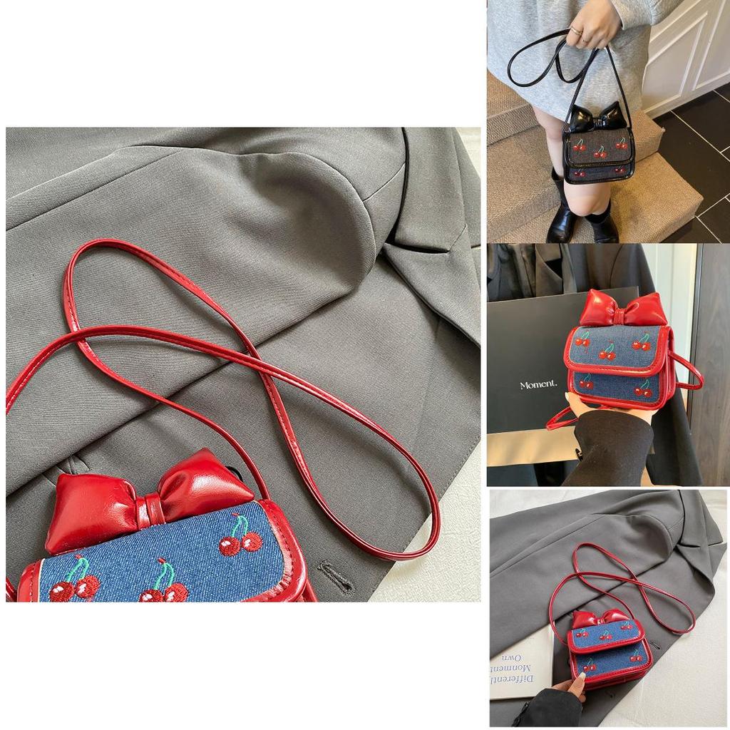 Girl Summer Mini Pu Wallet With Embroidered Fruit Pattern For Daily Use