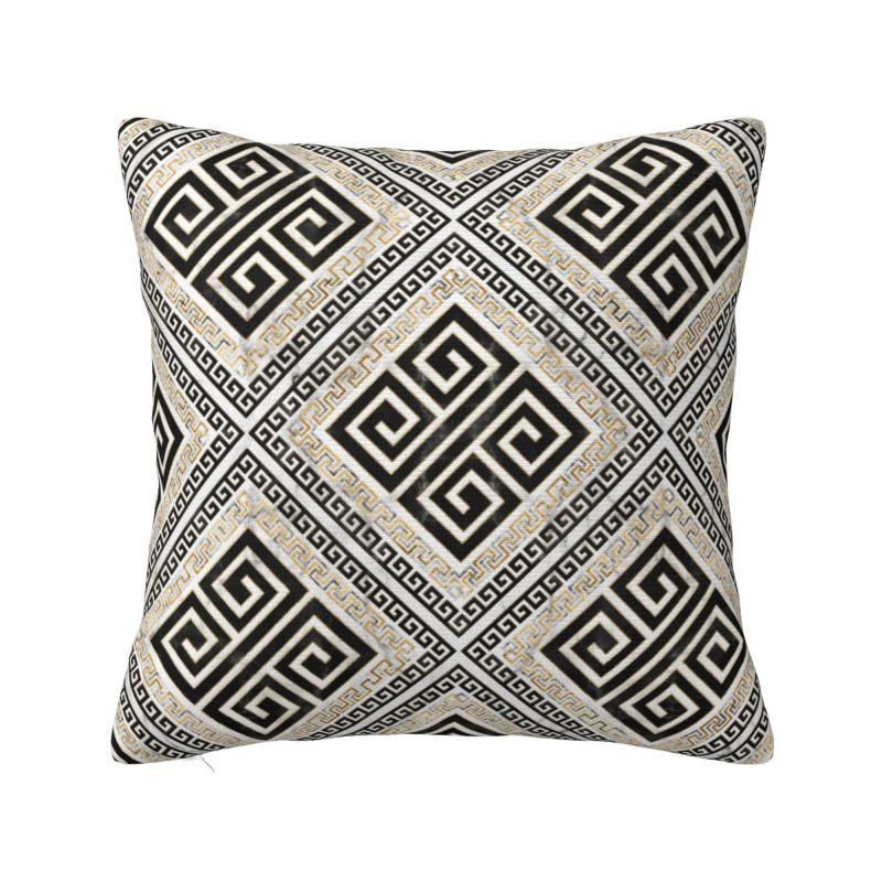 Luxury Greek Meander Black And Beige Design Cushion Cover for Sofa Soft Pillow Case Home Decorative