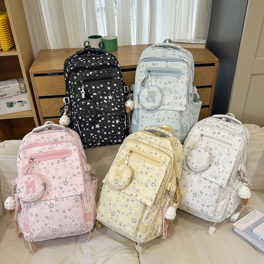 Schoolbag New College Style Junior High School Student Girl Cute Sweet Star Backpack College Student Lightweight Large Capacity Backpack