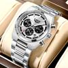 LIGE Mens Watches Fashion Business Quartz Wristwatches Waterproof Stainless Steel Chronograph Luminous Auto Date Watch for Man