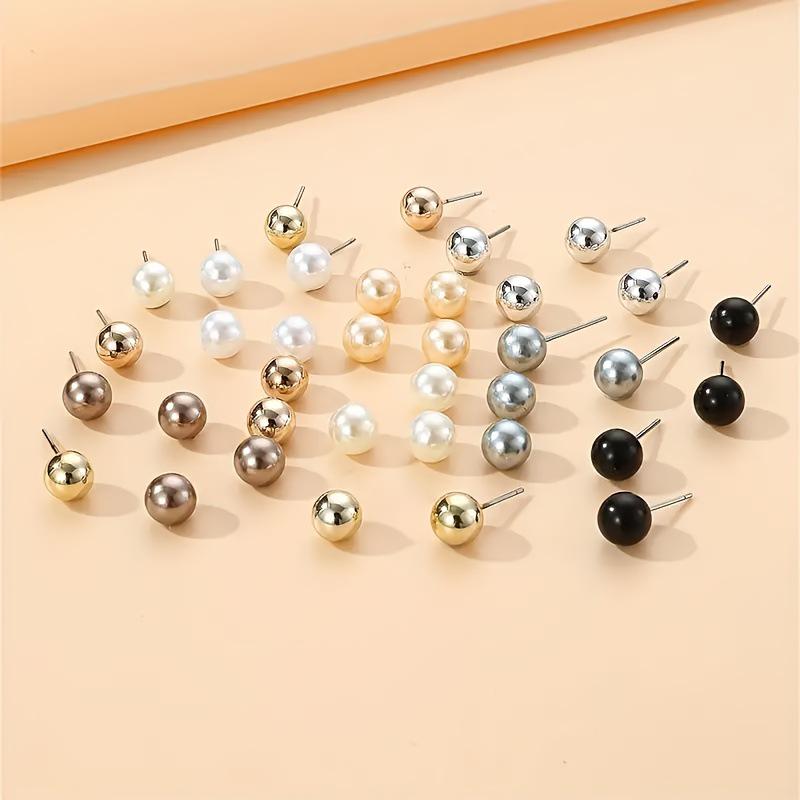 European Multi-Color Pearl Stud Earrings Set - Versatile & Stylish Women's Jewelry