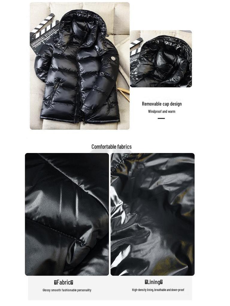 Unisex Winter Helle Daunenjacke: Super dick, kurz, warme weiße Entendaune