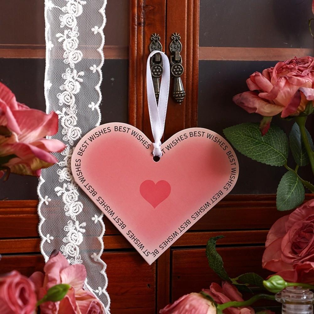 20Pcs Heart-shaped Greeting Cards Handwritten Blank Alien Love Card Can hang rope with holes Gift Card Valentine's Day