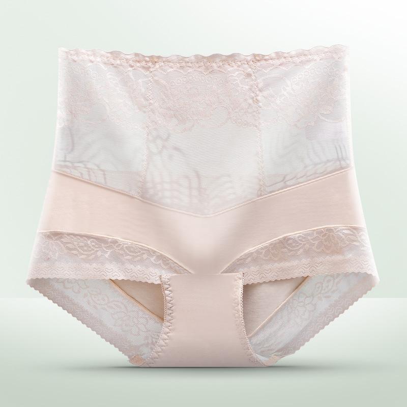 Blondeundertøy Dame Høy midje Truser Mage Antibakteriell skritt Sexy Pustende Utsparing Stor størrelse Rumpe Løft Dame Trekanttruser